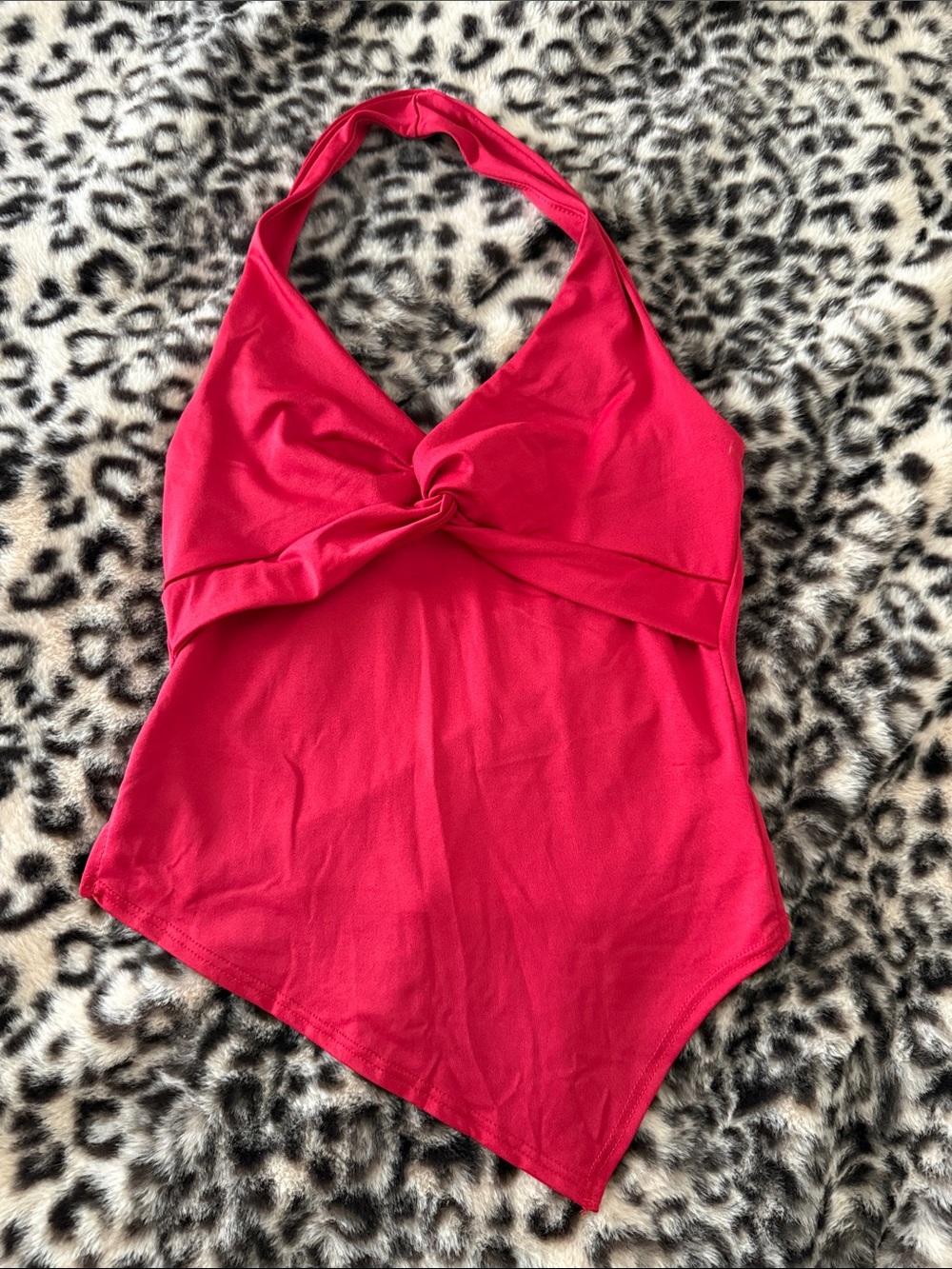 Women's Red Halter Knot One-Piece top